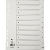 Q-connect register i A4 1-10 i karton i farven hvid