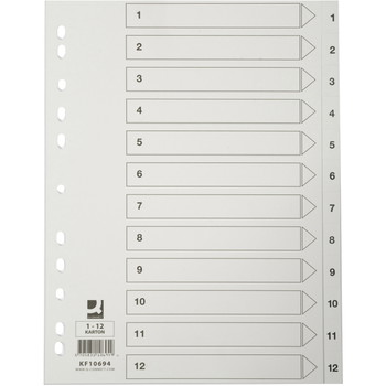 Q-connect register i A4 1-12 i karton i farven hvid