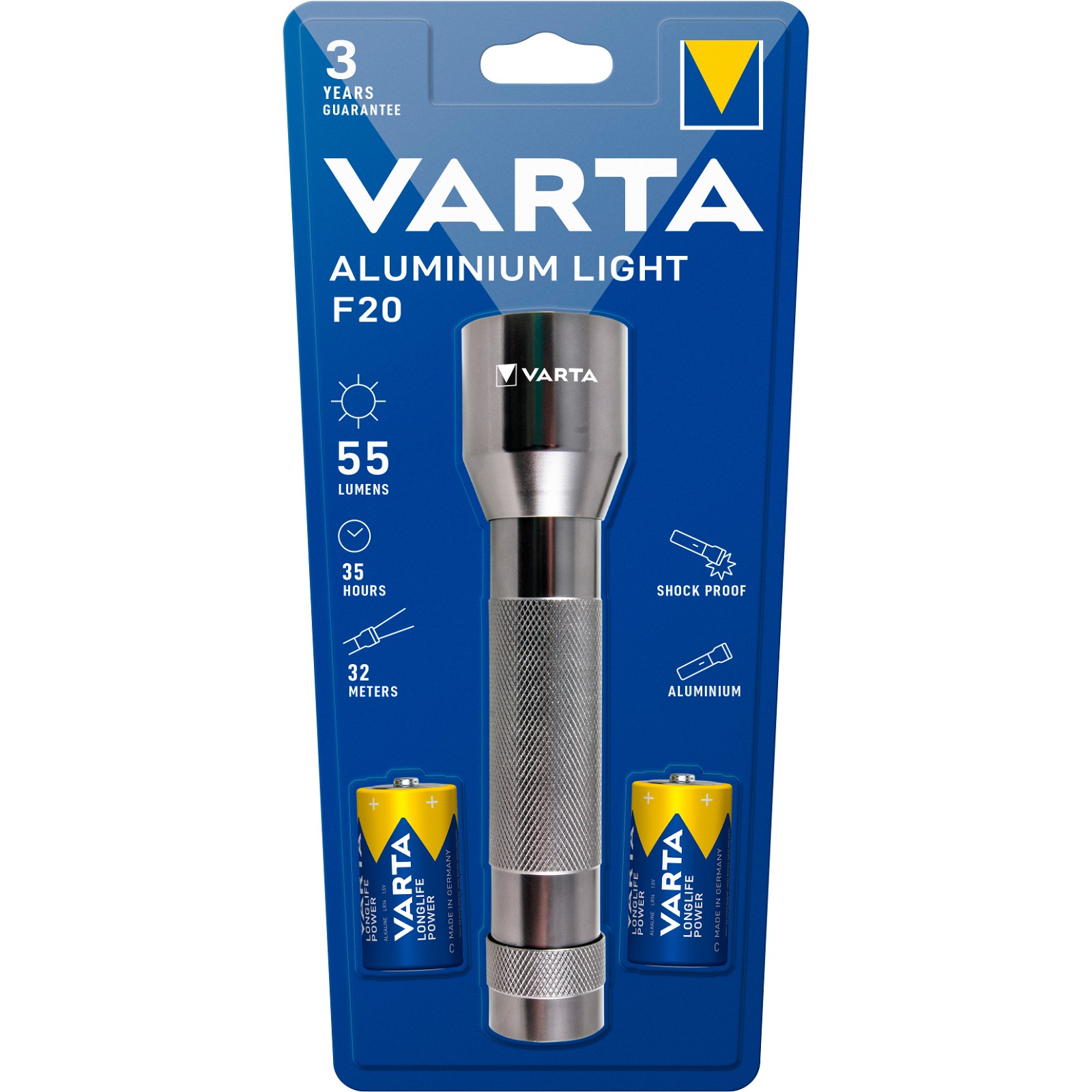 VARTA F20 lygte inkl. 2 x C-batterier