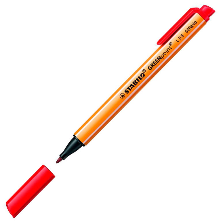 Stabilo GREENpoint fiberpen 0,8mm rød