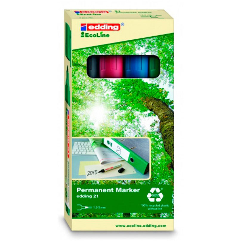 Edding EcoLine permanent marker 1,5-3mm 4 farver