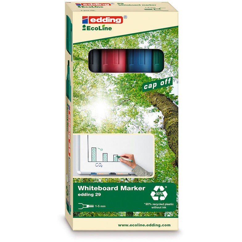 Edding EcoLine whiteboardmarker 1-5mm 4 farver