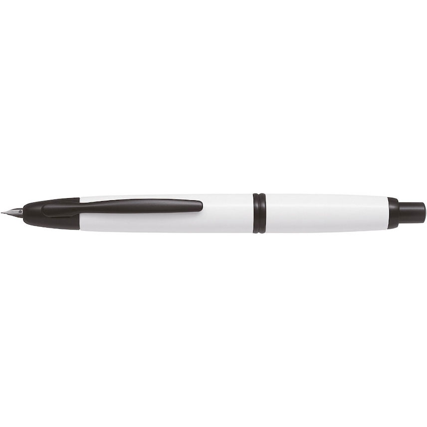 Pilot Capless Black Satin hvid fyldepen blå blæk