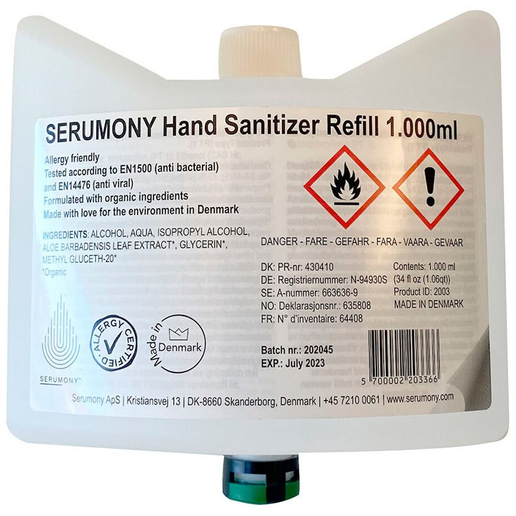Serumony hånddesinfektion 80% Refills 5x1000 ml 5x1680 dos