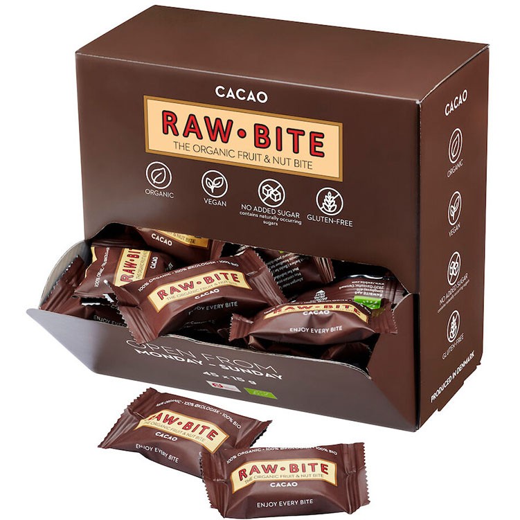Rawbite Officebox barer Æsk/45 stk kakaosmag