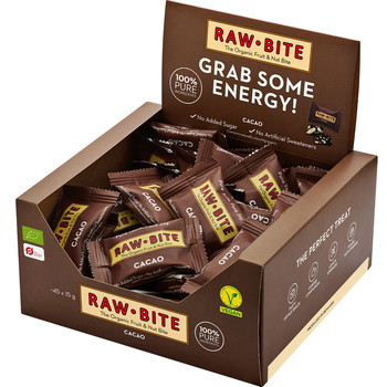 Rawbite Cacao økologisk snackbar 15g 45stk