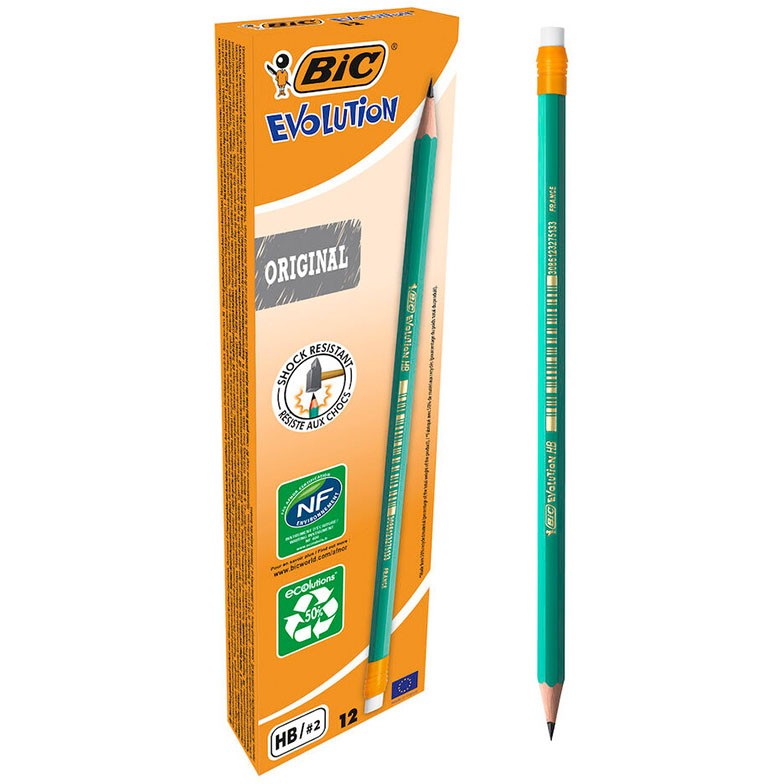 BIC Evolution HB blyant med viskelæder grøn
