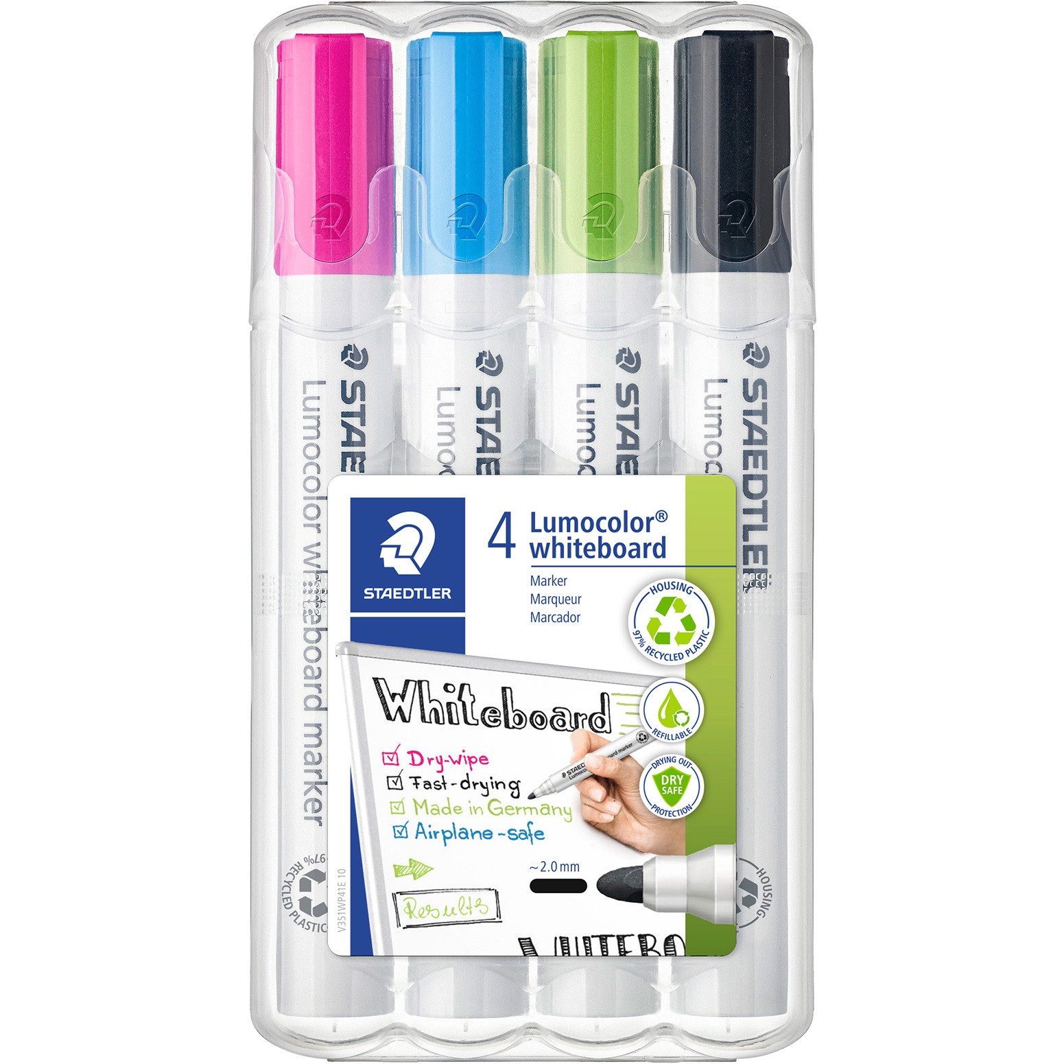 5 x Staedtler Lumocolor 351 whiteboardmarker sæt 4 farver