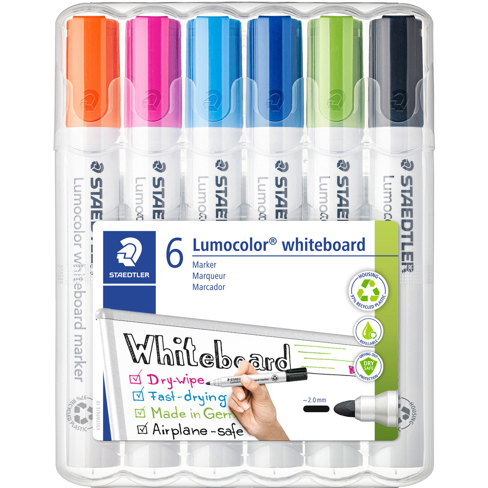 5 x Staedtler Lumocolor 351 whiteboardmarker sæt 6 farver