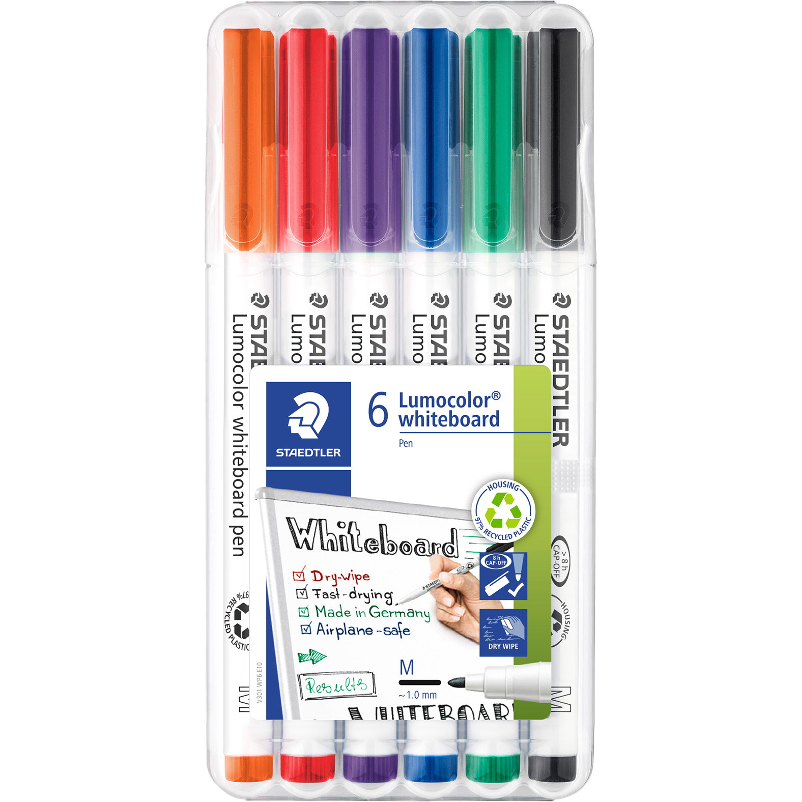 10 x Staedtler Lumocolor 301 whiteboardpenne 6 farver