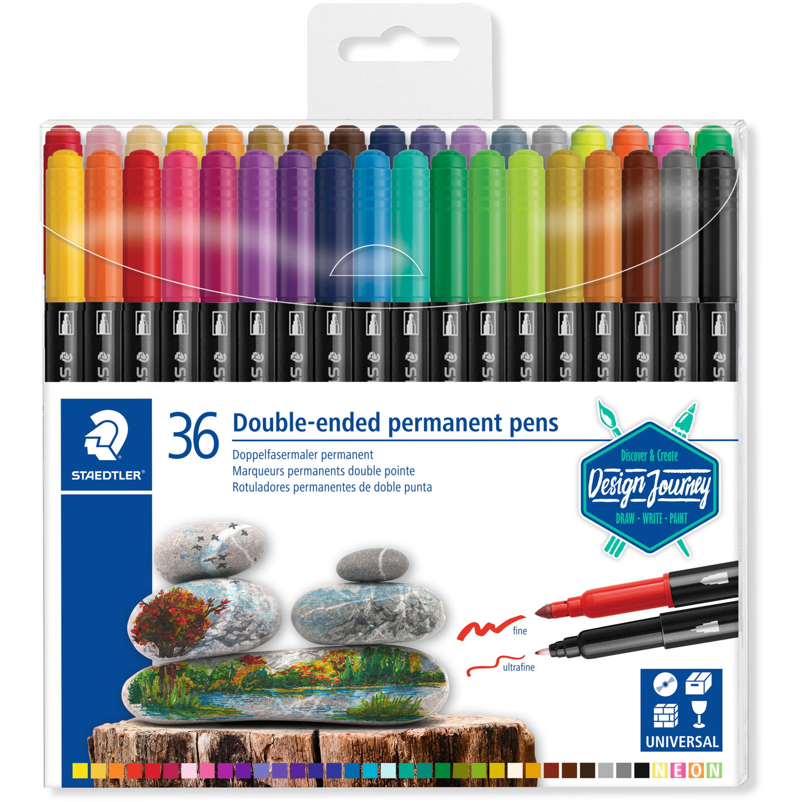 6 x Staedtler Duo tusser 36 farver
