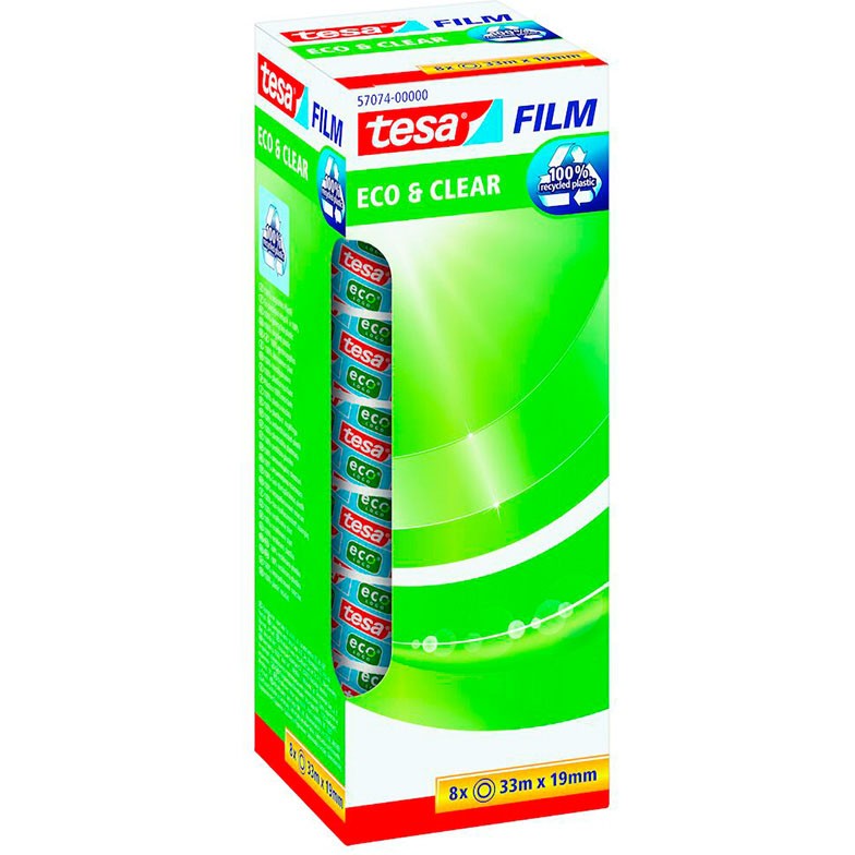 Tesafilm® Eco & Clear 8 ruller tape 19mm x 33m