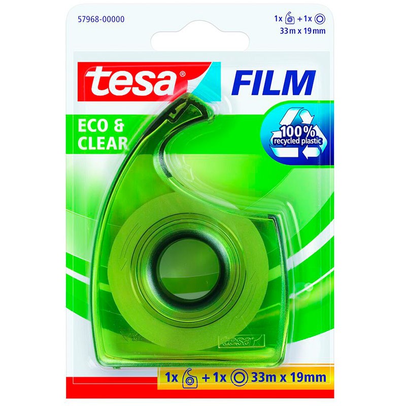 Tesafilm® Eco & Clear tape i hånddispenser 19mm x 33m