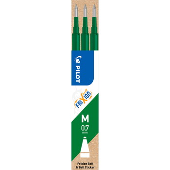 Pilot FriXion Clicker refills 0,7mm grøn pk. m/3 stk