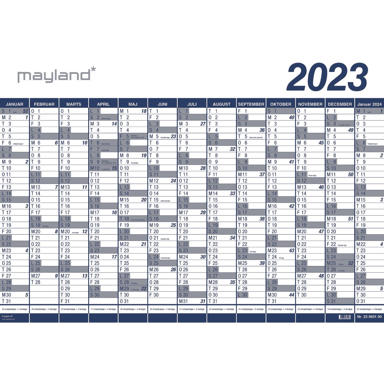 Mayland 2023 kæmpekalender plast 1x13 mdr 70x100 cm 23065000