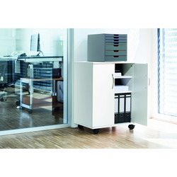 Durable multifunktionskab med hjul hvid