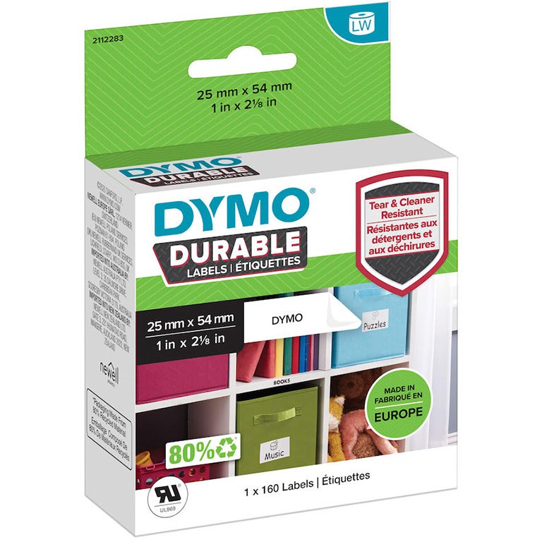 Dymo Durable Labels 25x54 mm hvid 160 stk
