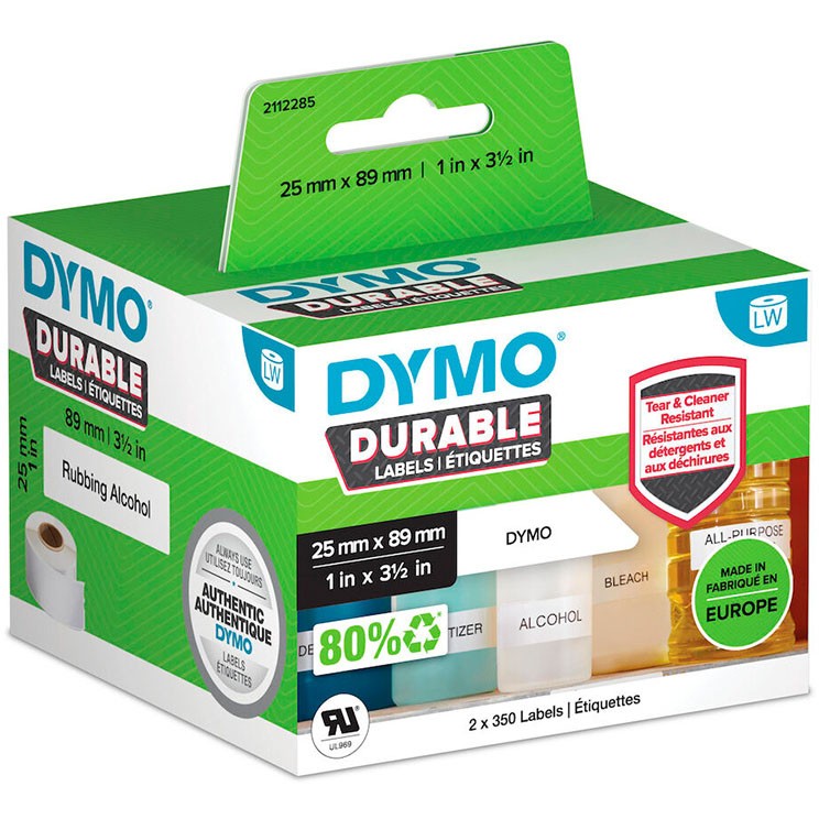 Dymo Durable etiketter 25x89mm hvid