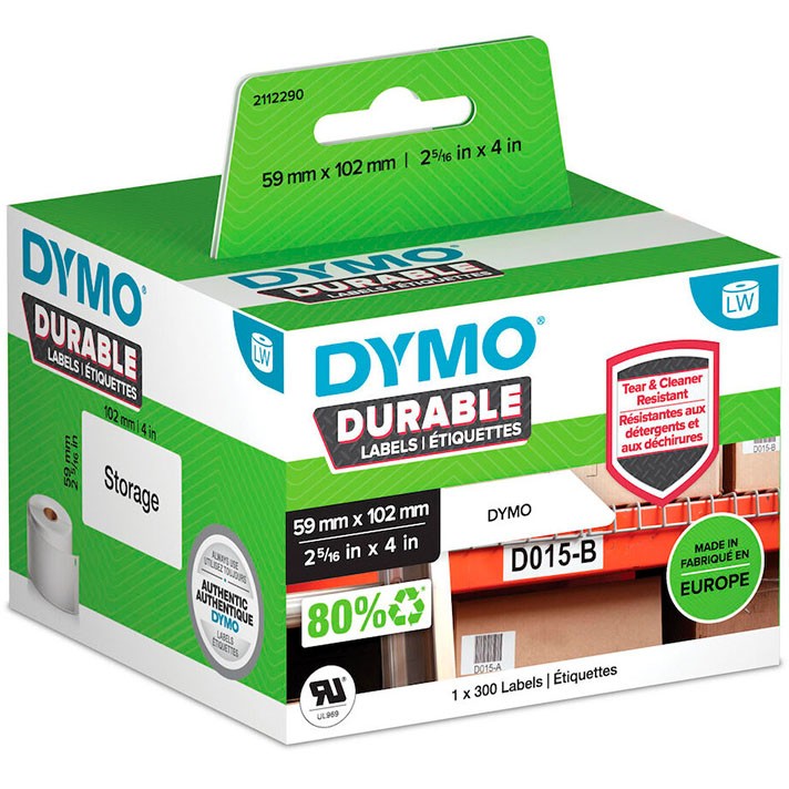 Dymo Durable Labels 59x102mm etiket hvid 300stk