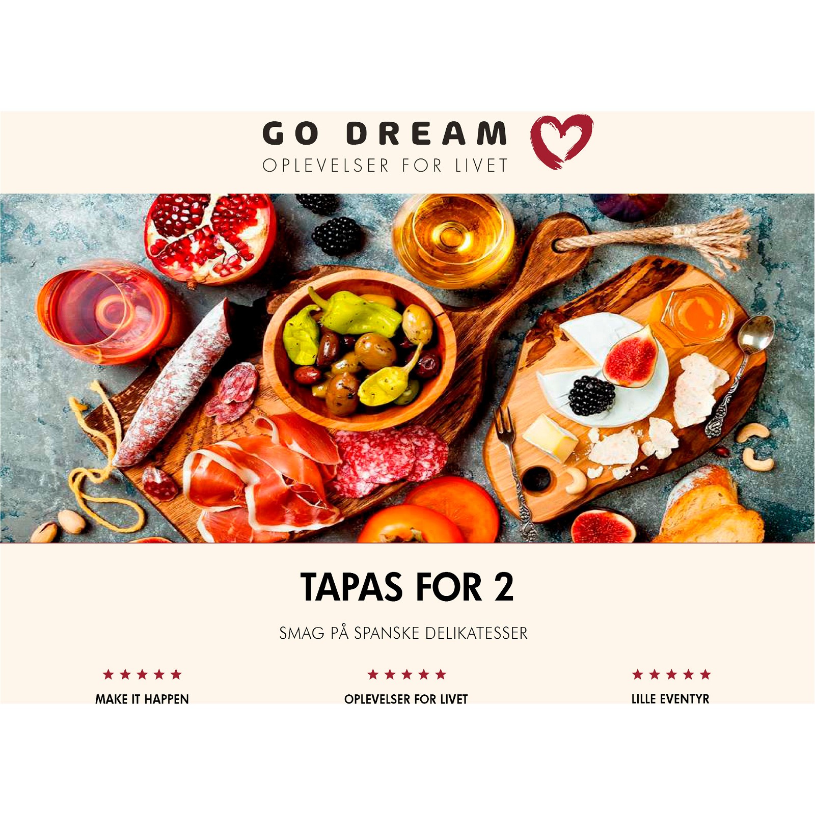 Go Dream Tapas for 2 gavekort