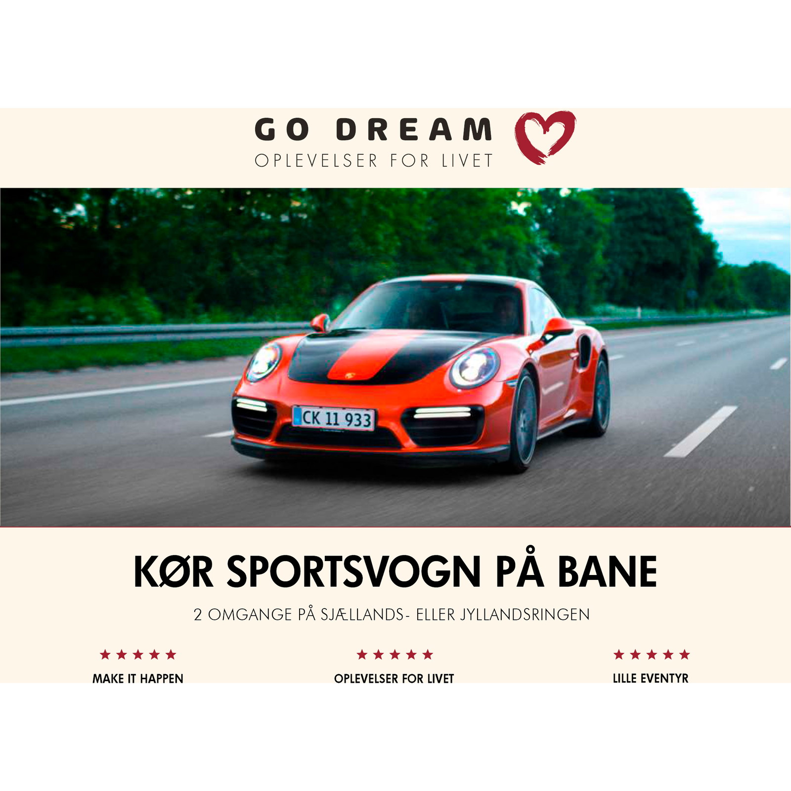 Go Dream Kør sportsvogn på bane gavekort