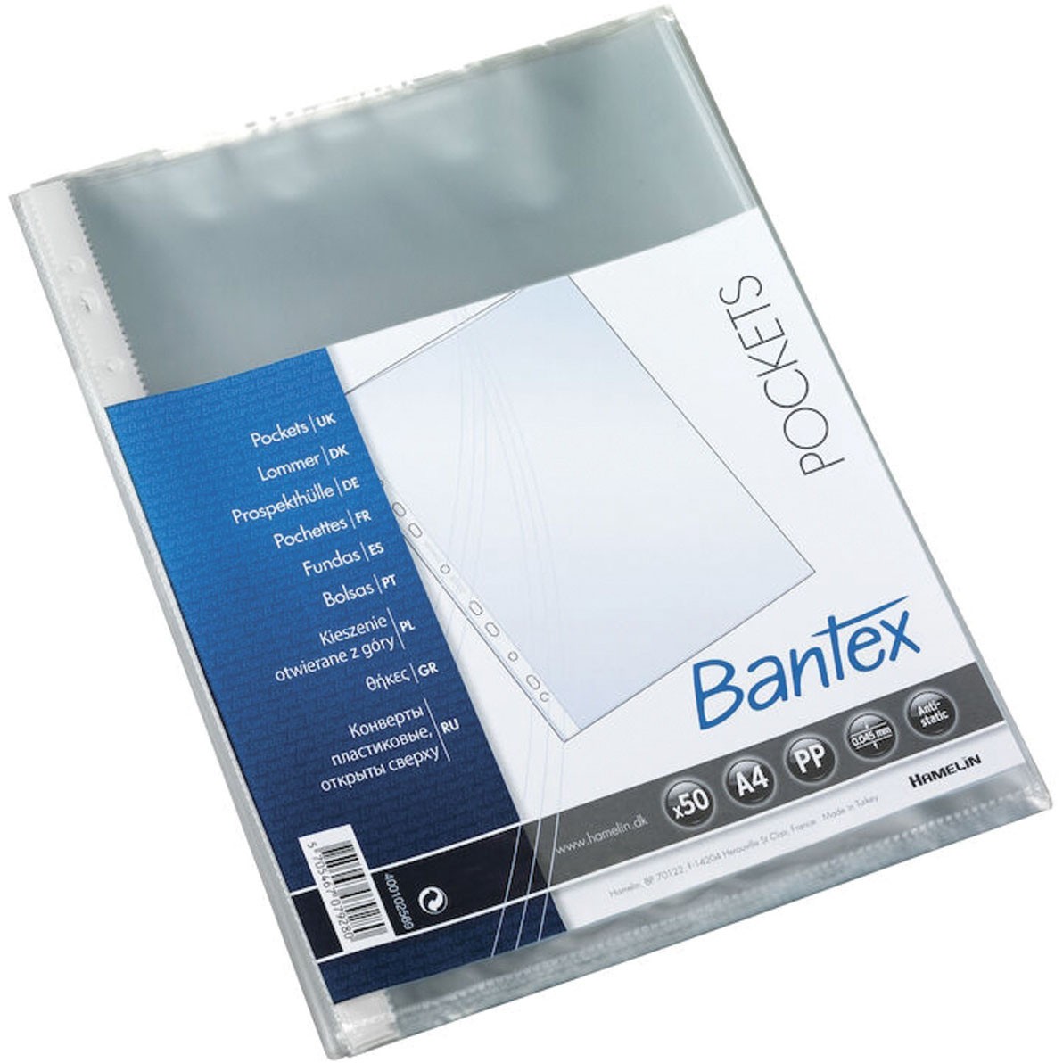 Bantex plastlomme 45 my A4 transparent 50 stk