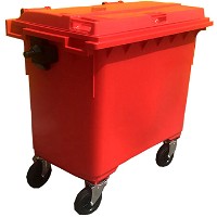 Skraldecontainer 660L 780x1370x1120mm rød