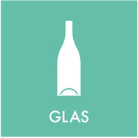 Glas piktogram til kildesortering 12x12cm