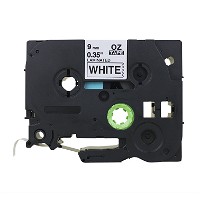 Q-connect TZe-tape 9mm x 8m sort/hvid
