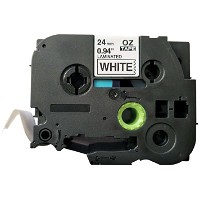 Q-connect TZe-tape 24mm x 8m sort/hvid