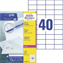 Avery Ultragrip etiketter 29,7x52,5mm hvid 4000stk