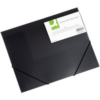 Q-connect 3-klap elastikmappe Folio sort