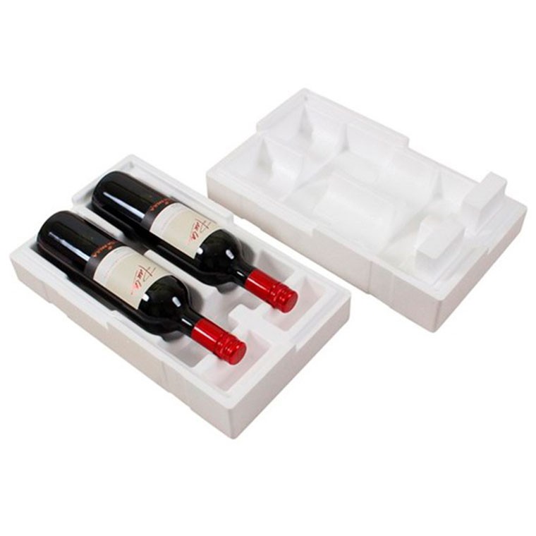 Vinemballage styrofoam til 2 flasker 384x225x121mm hvid