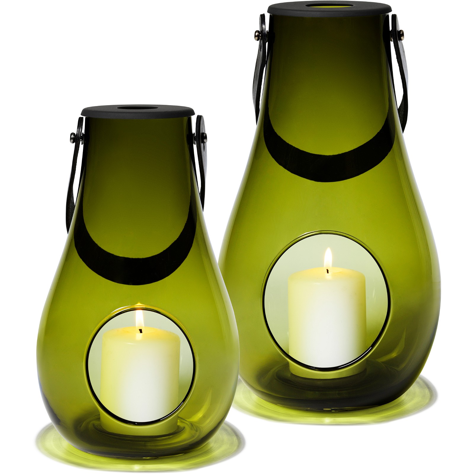 Holmegaard DWL lanterner H25+H29cm olivengrøn