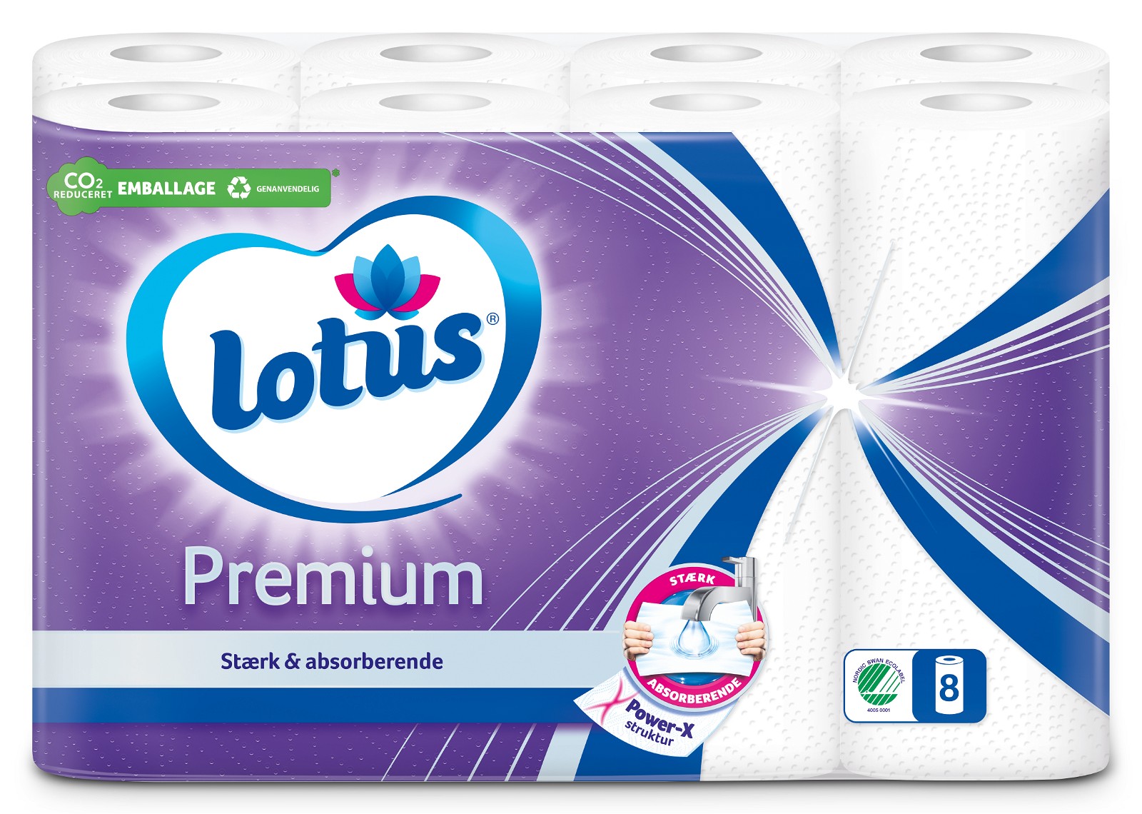 Lotus Premium køkkenrulle hvid 8 rl