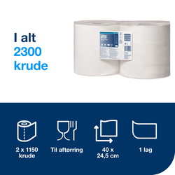 Tork 131135 Standard W1/W2 1lags aftørringspapir hvid