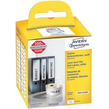 Label Avery XL Ringbind L:190mm B:59mm Hvid