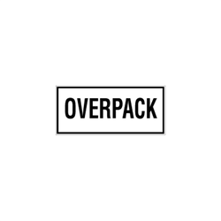 Fareetiket OVERPACK 100x100mm sort/hvid