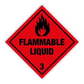 Fareetiket FLAMMABLE LIQUID 100x100mm rød