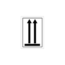 Fareetiket Arrow Up 105x74mm sort/hvid 500stk