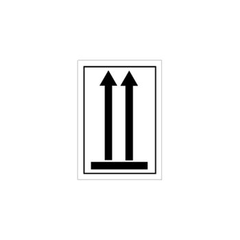 Fareetiket Arrow Up 105x74mm sort/hvid 500stk