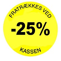 Rabatetiketter -25% Ø35mm gul
