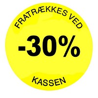 Rabatetiketter -30% Ø35mm gul