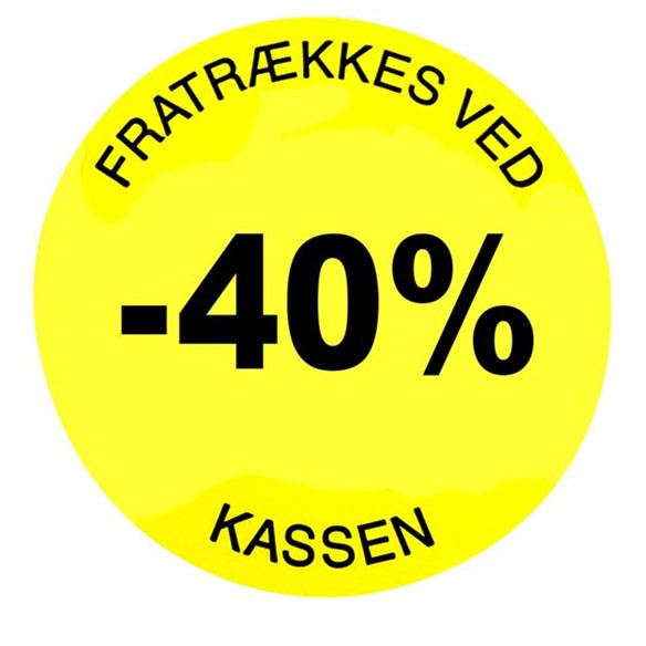 Rabatetiketter -40% gul