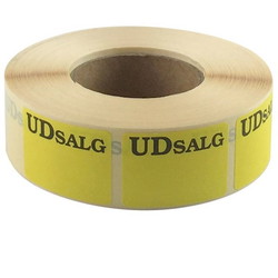 Rabatetiket UDSALG 25x35mm gul 1000stk