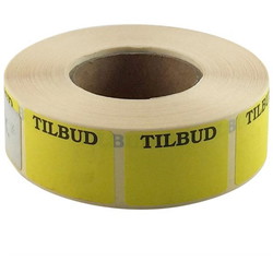 Rabatetiket TILBUD 25x35mm gul 1000stk