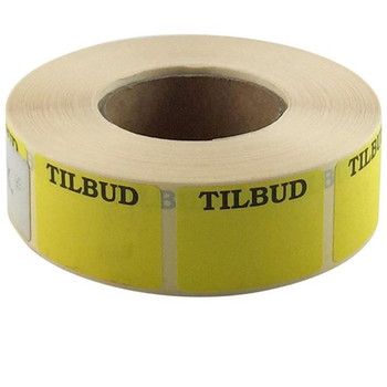 Rabatetiket TILBUD 25x35mm gul 1000stk