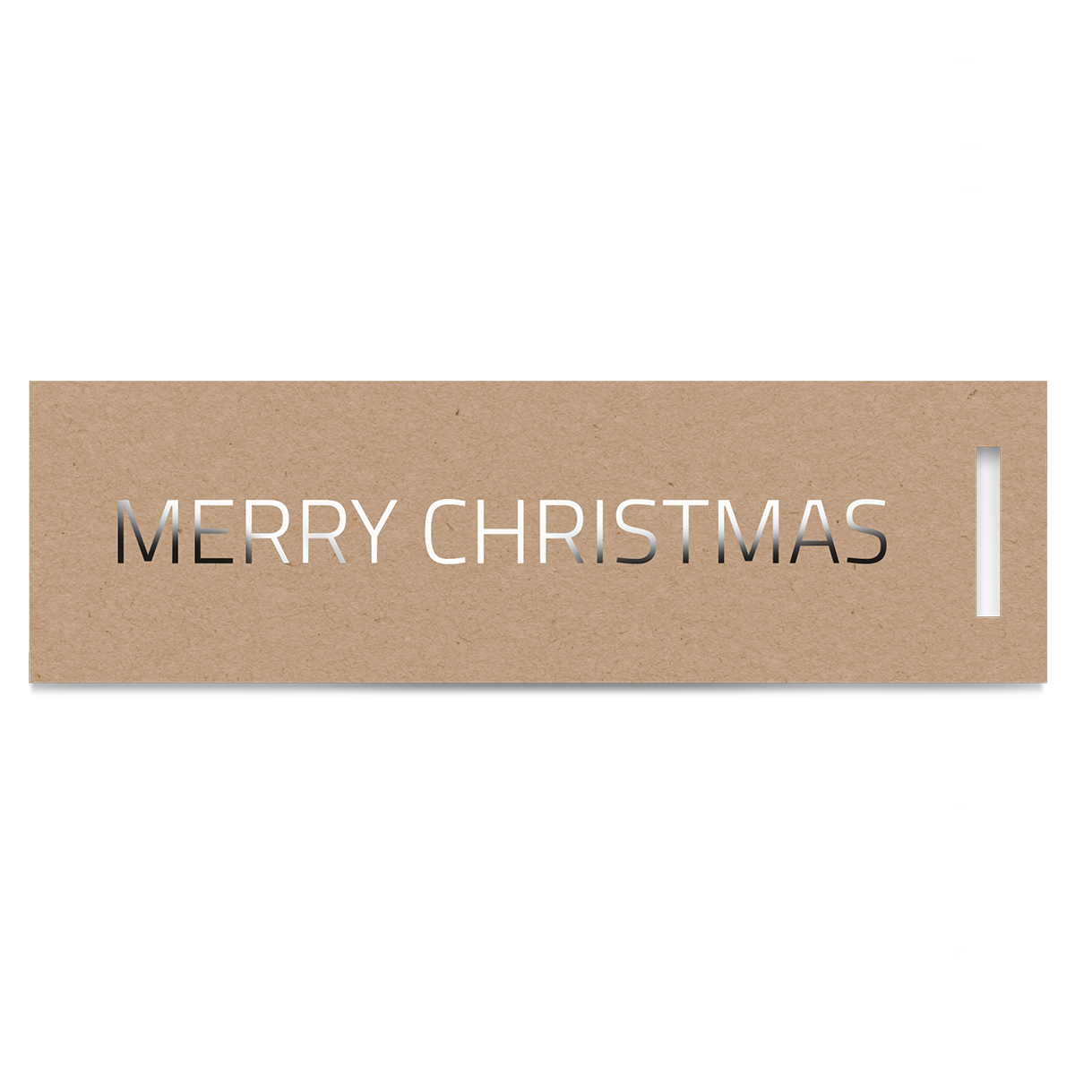 Gavemærke Merry Christmas 32x108mm Pap Natur/Sølv 200stk