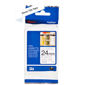 Brother TZe-N251 labeltape 24mmx8m sort/hvid