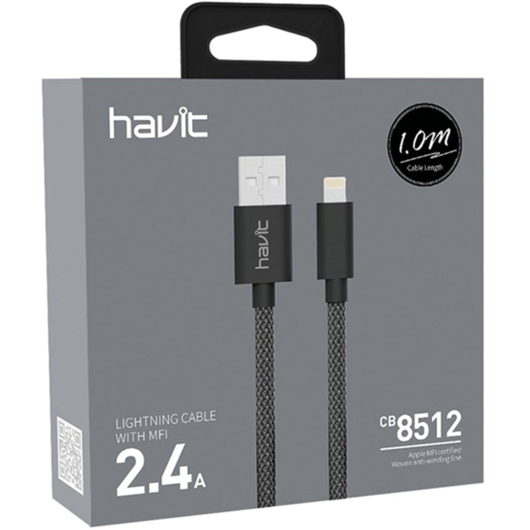 Havit Lightning kabel USB 1M kabel L:1m Sort